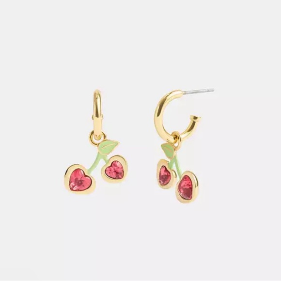 Coach Cherry Charm Huggie Earrings - New ๐ - Picture 1 of 6